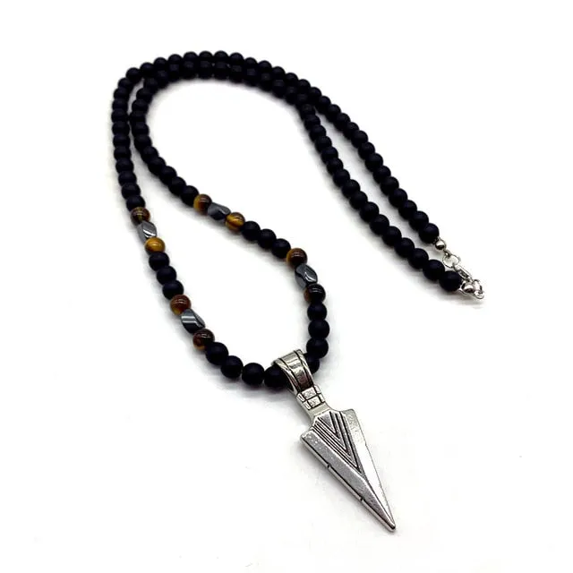 Classic Arrow Pendant Necklace Handmade Tiger Eye