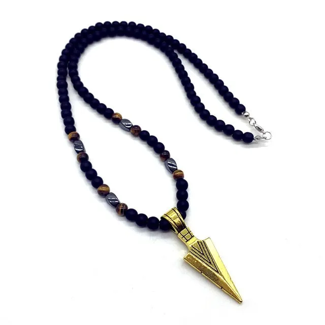 Classic Arrow Pendant Necklace Handmade Tiger Eye