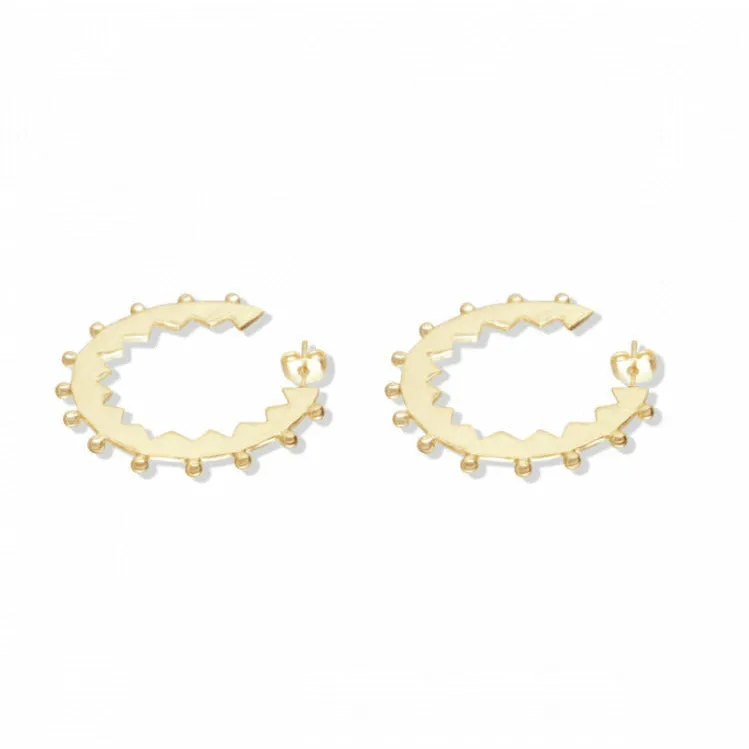 Cleo Gold Detailed Link Hoop Earrings