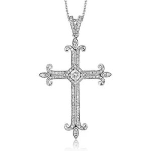 Cross Pendant in 18k Gold with Diamonds