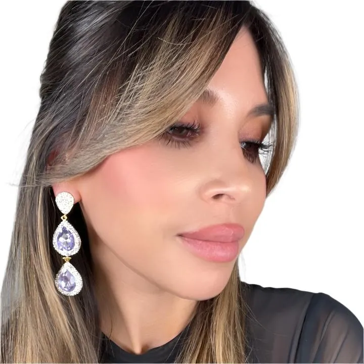 Cubic & Crystal 2 Tier Statement Earring