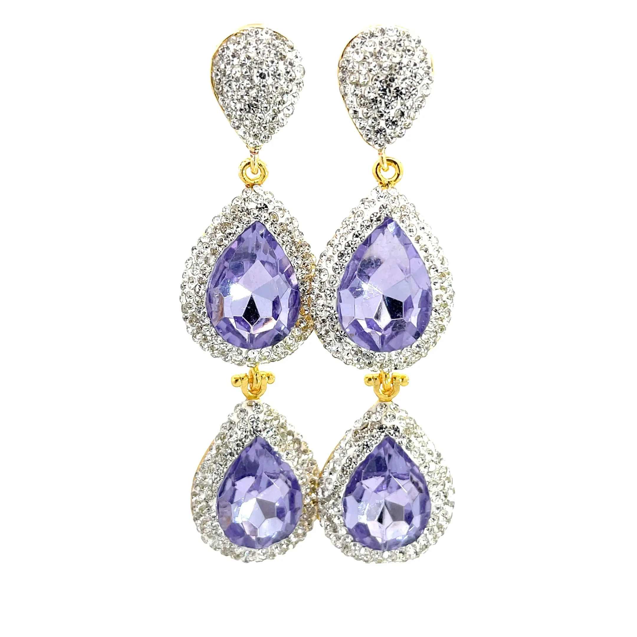 Cubic & Crystal 2 Tier Statement Earring