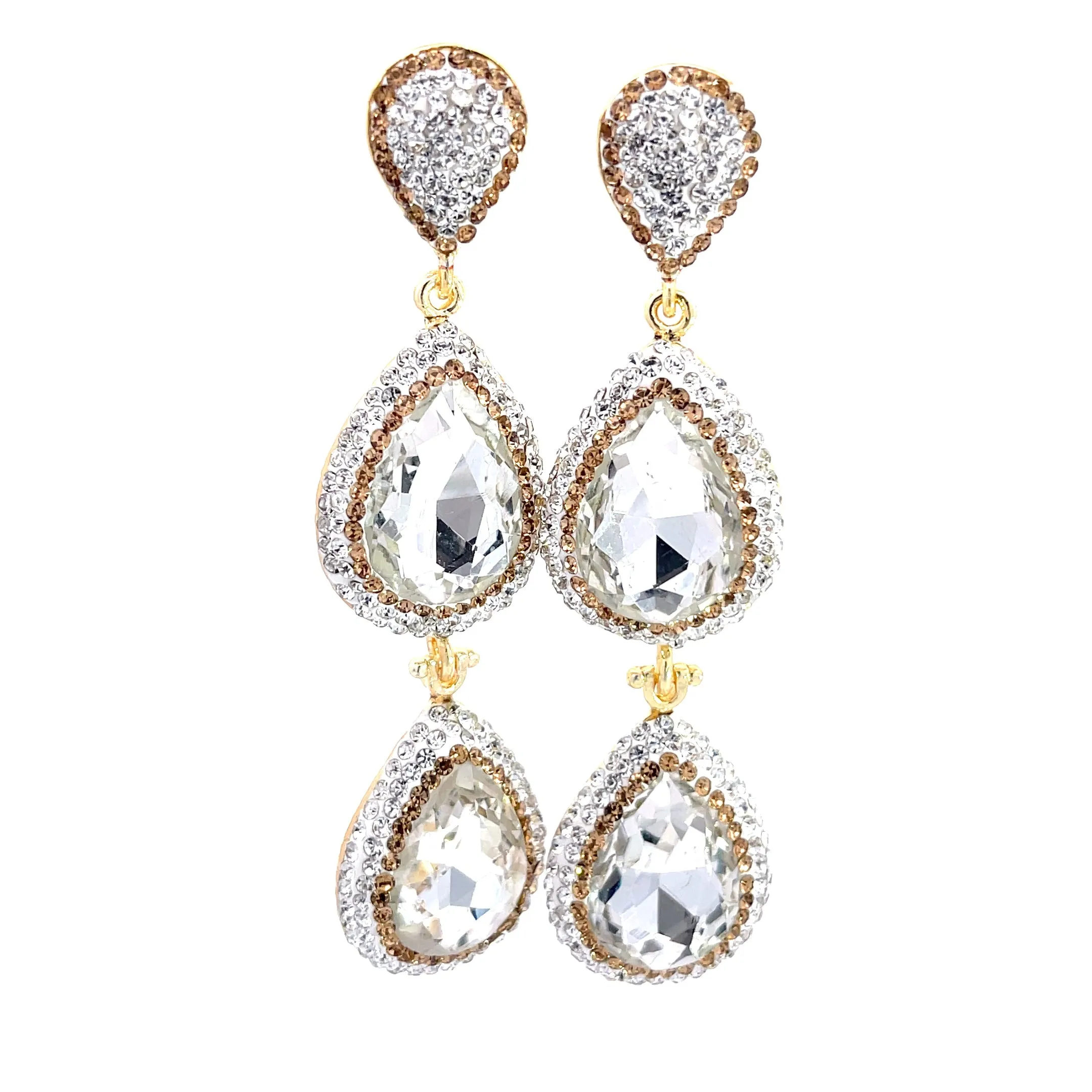 Cubic & Crystal 2 Tier Statement Earring