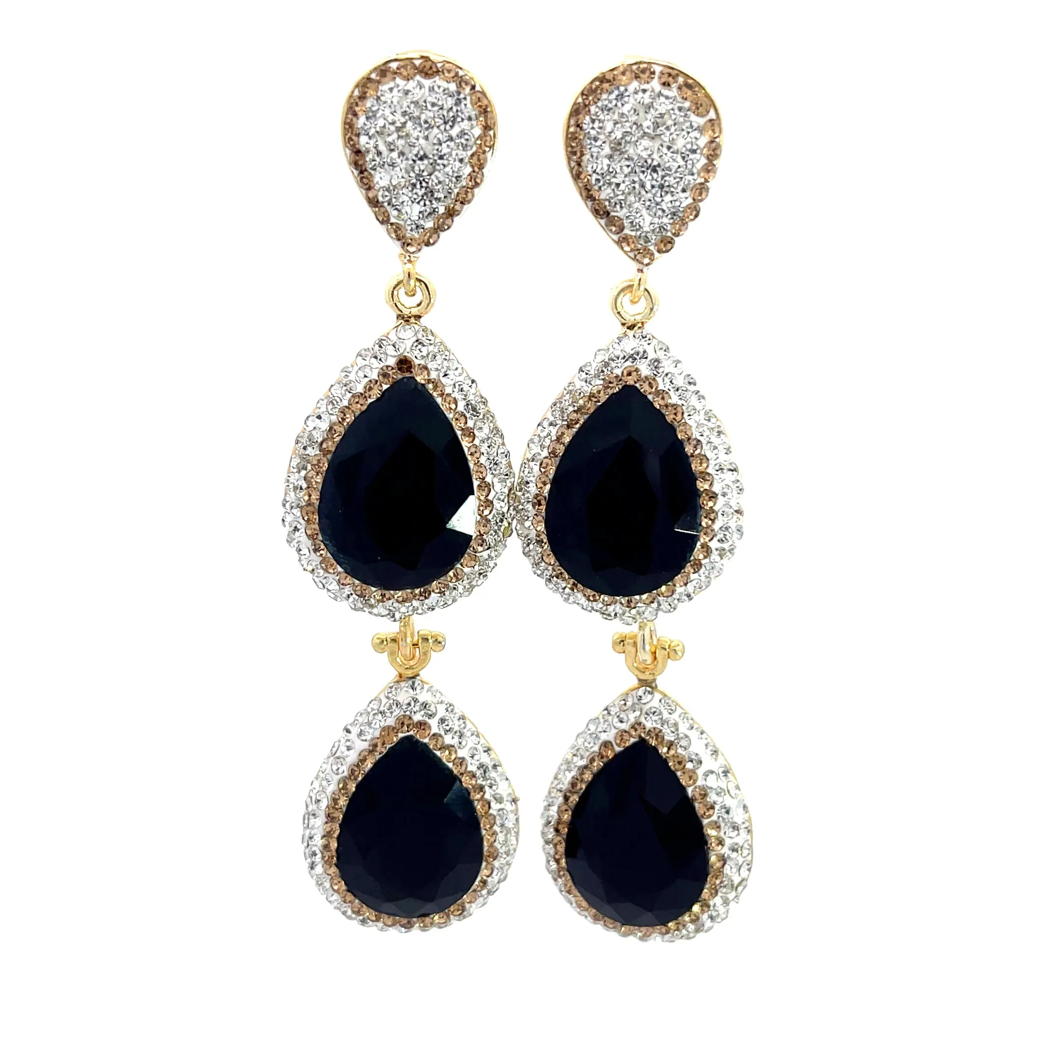 Cubic & Crystal 2 Tier Statement Earring