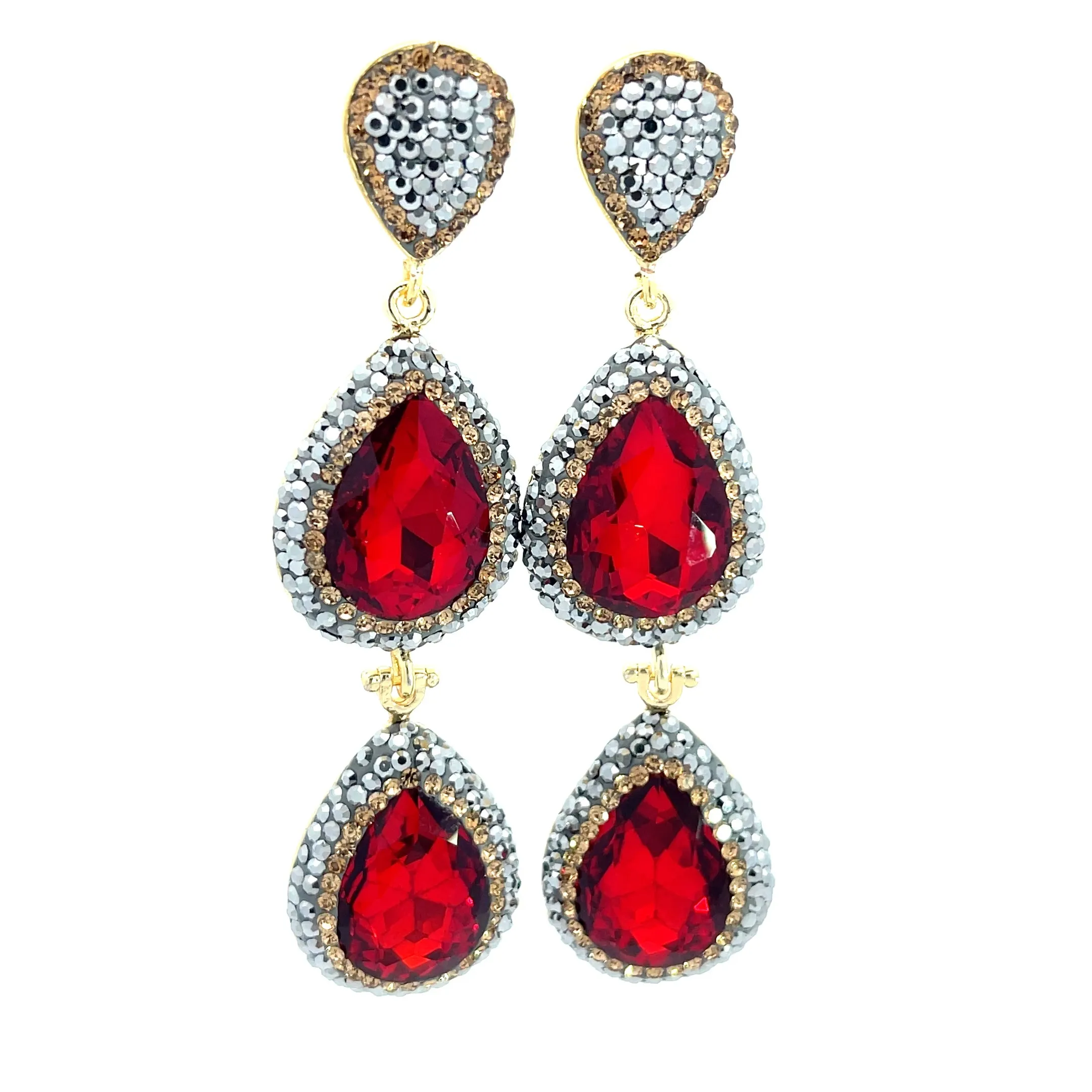 Cubic & Crystal 2 Tier Statement Earring