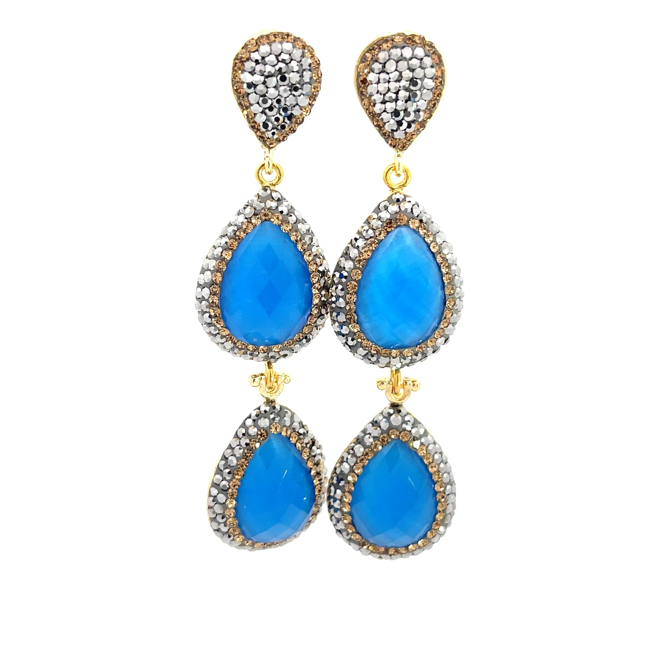 Cubic & Crystal 2 Tier Statement Earring