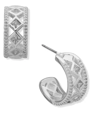 CZ C Hoop Earrings