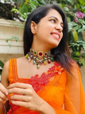 Diyakrishna In Multi Color Navratna Stone Choker Set