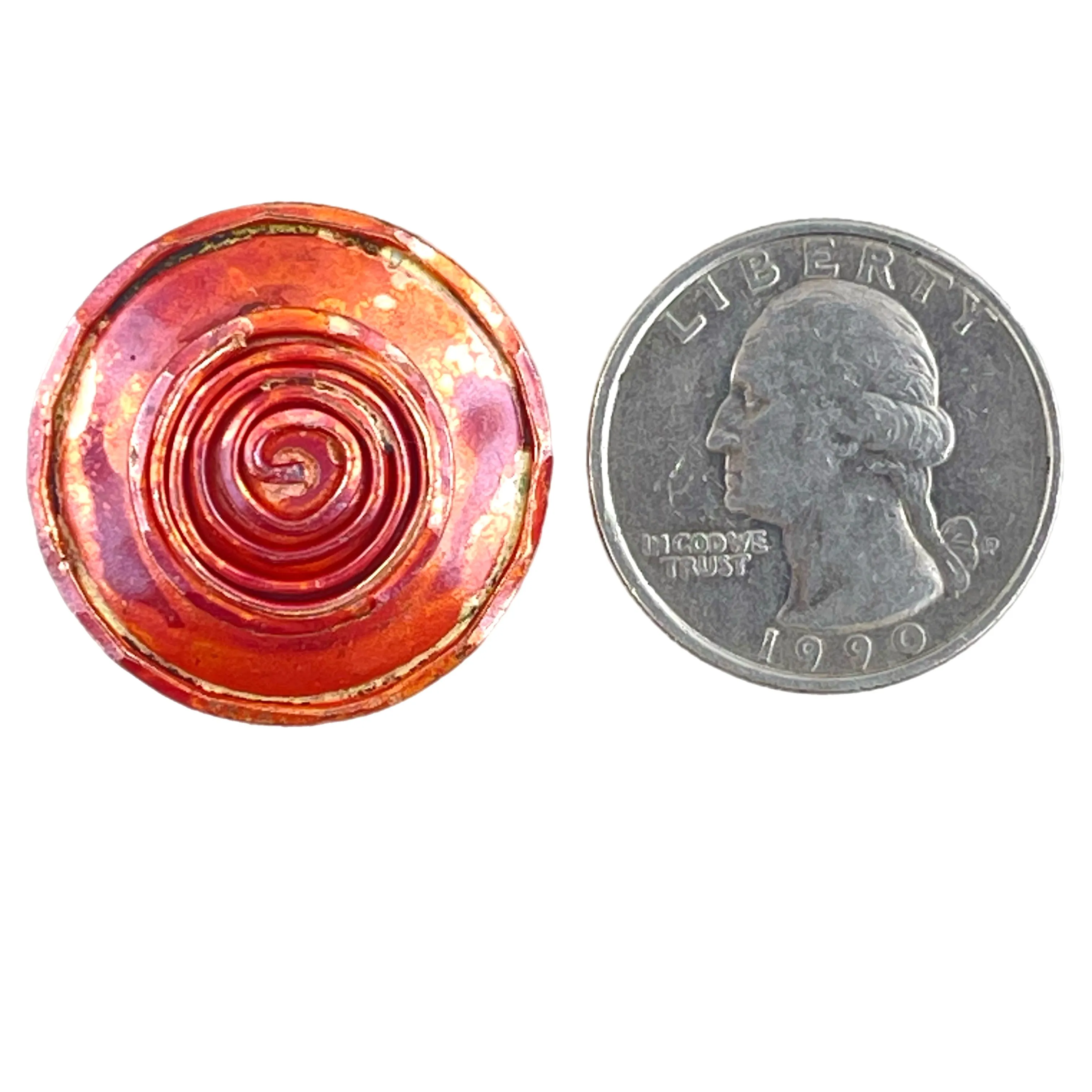 Double Layered Spiral Button with Shank on Domed Round Disk