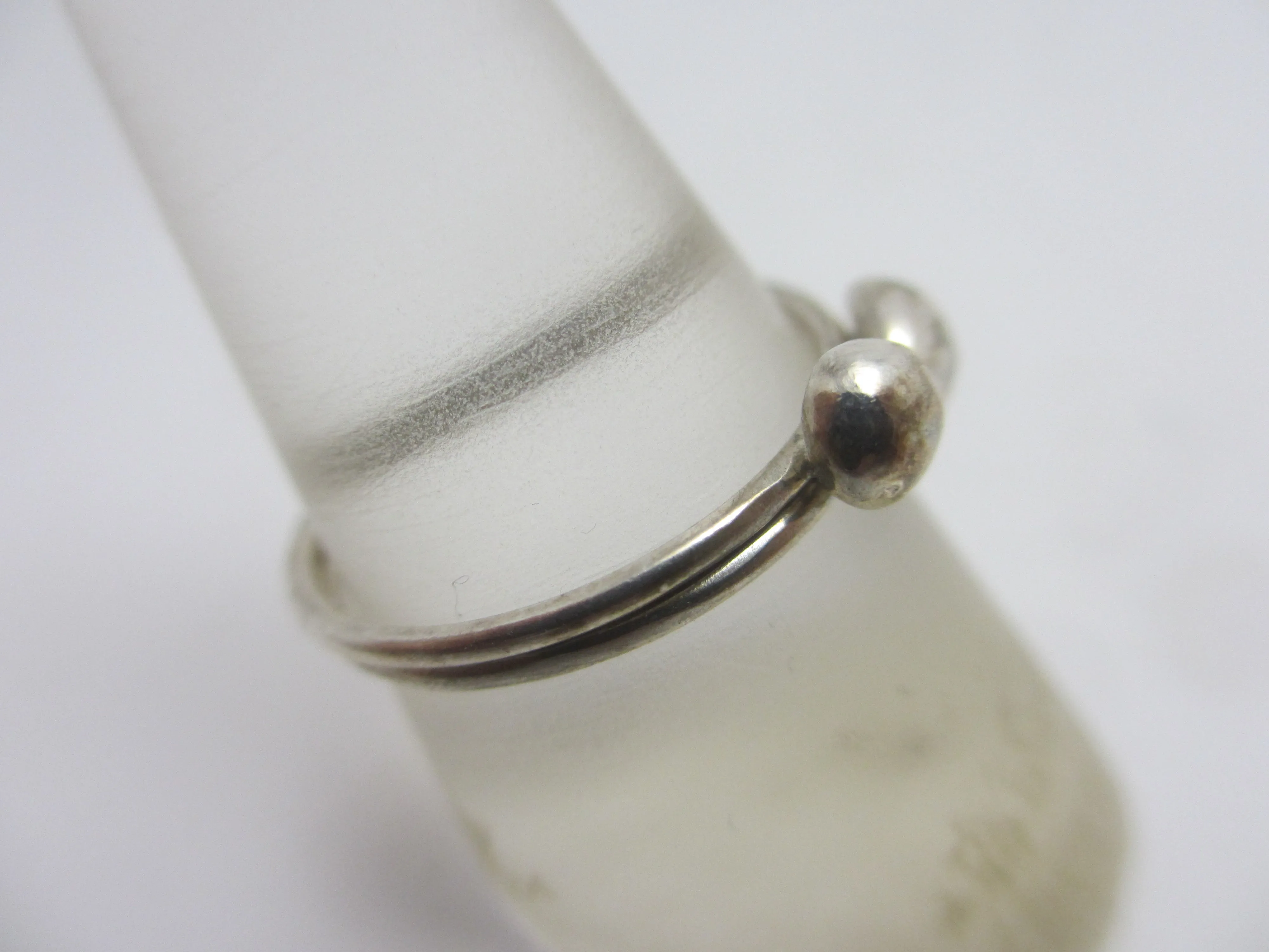 Double Sterling Silver Nugget Ring Vintage c1980