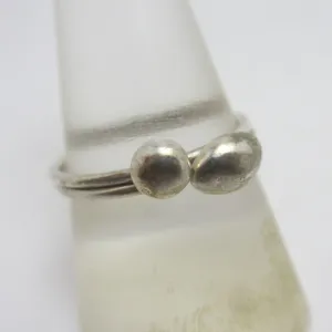 Double Sterling Silver Nugget Ring Vintage c1980