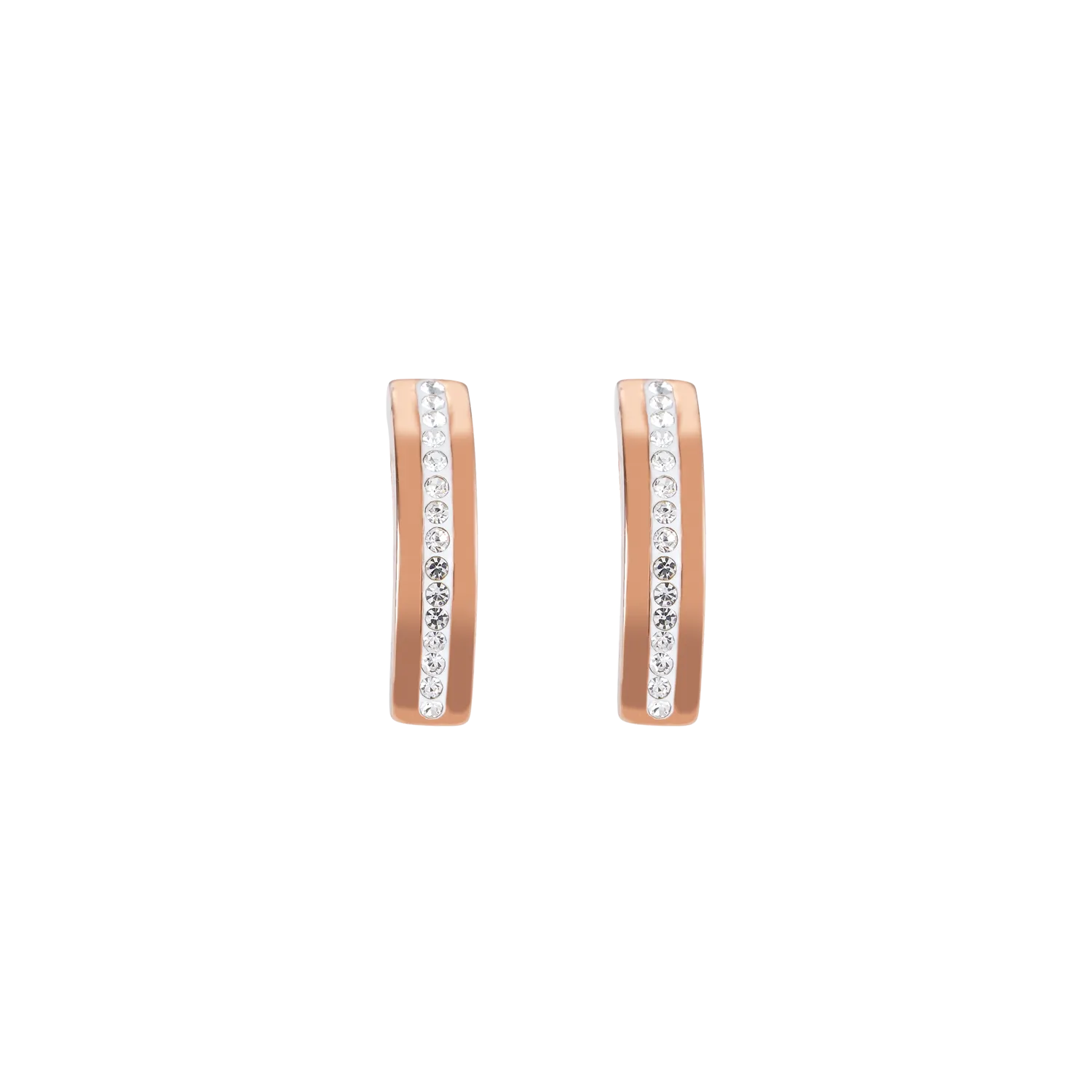 Earrings stainless steel rose gold & crystals pavé strip crystal