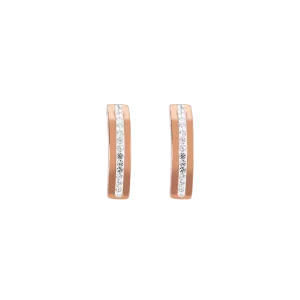 Earrings stainless steel rose gold & crystals pavé strip crystal