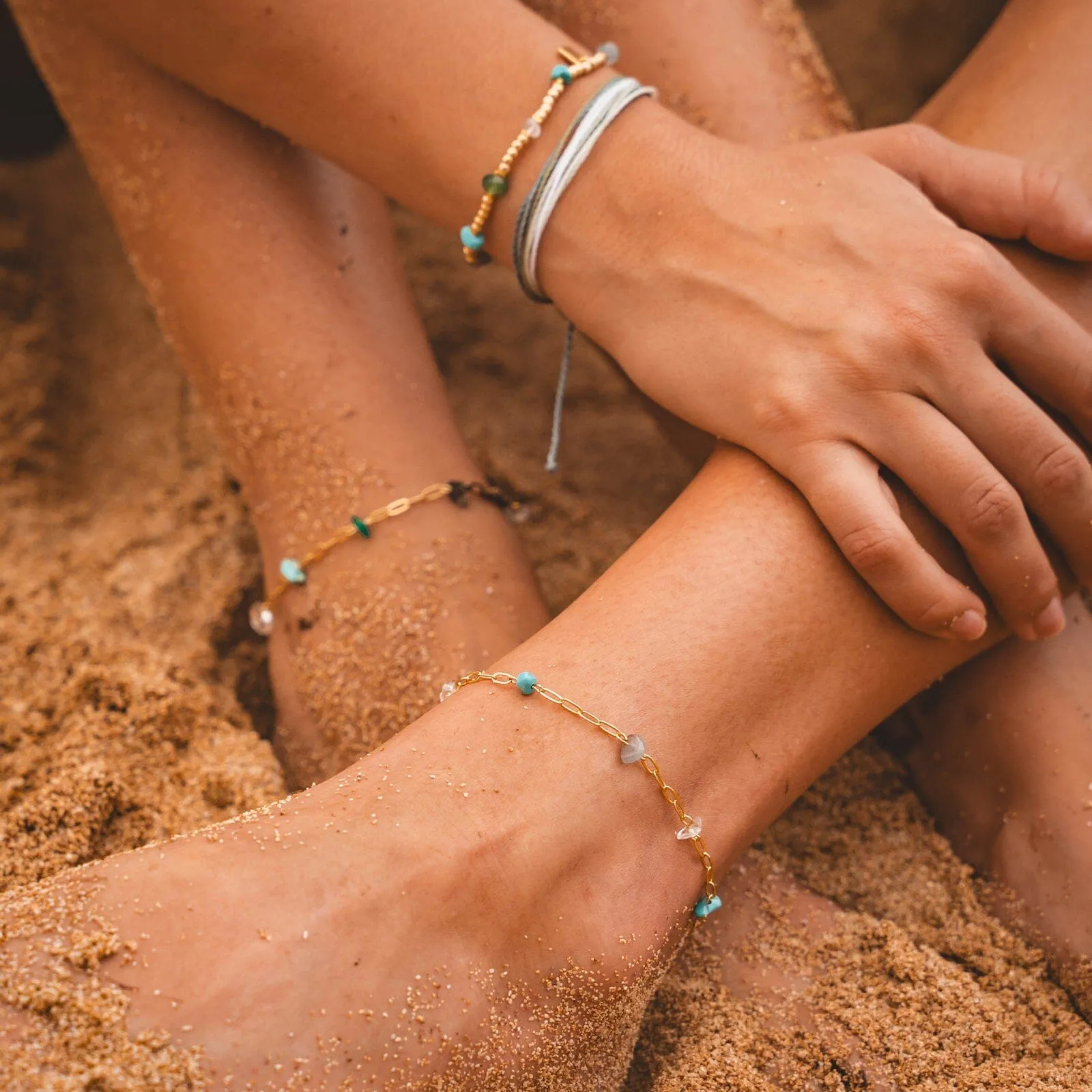 Earth Day Stone Chain Anklet