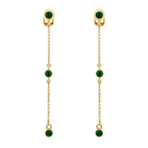 Emerald Crystal Droplet Clip Earrings