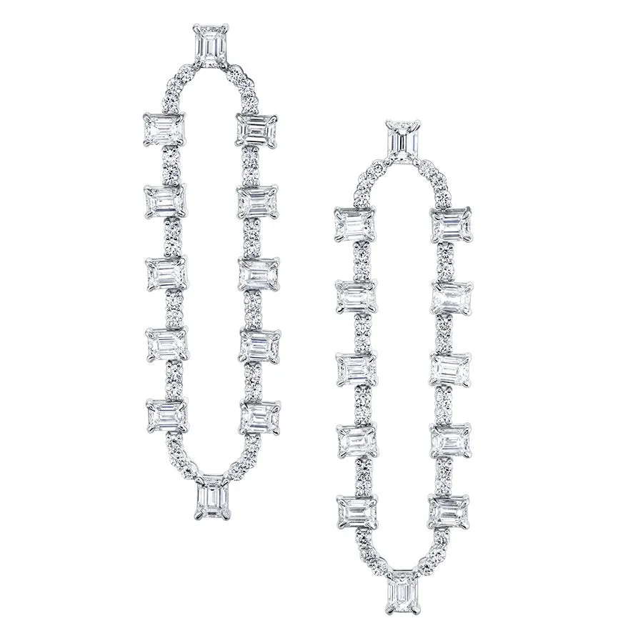 Emerald Cut Contemporary Drop Earring