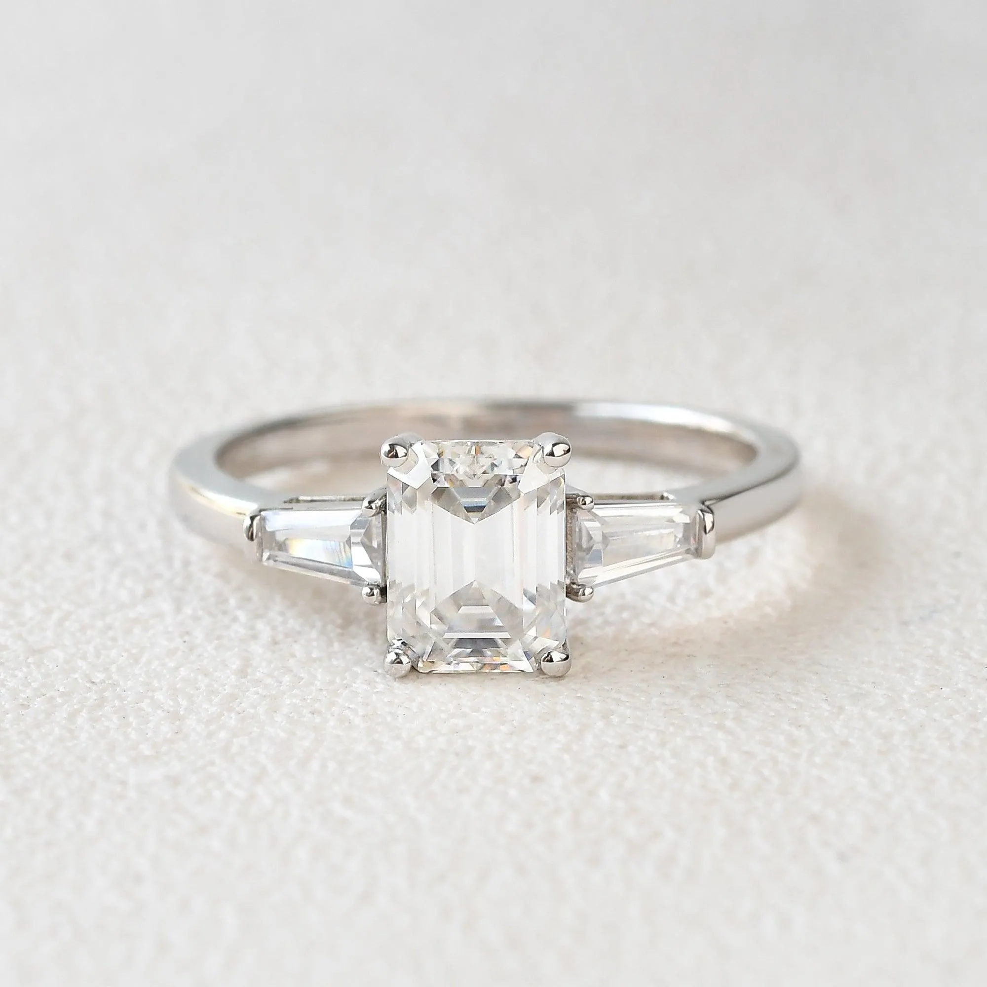 Emerald Cut Moissanite Vintage Ring