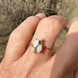 Ethiopian Opal Marquise Cut Bypass Shank Engagement 14k Gold Vermeil Ring