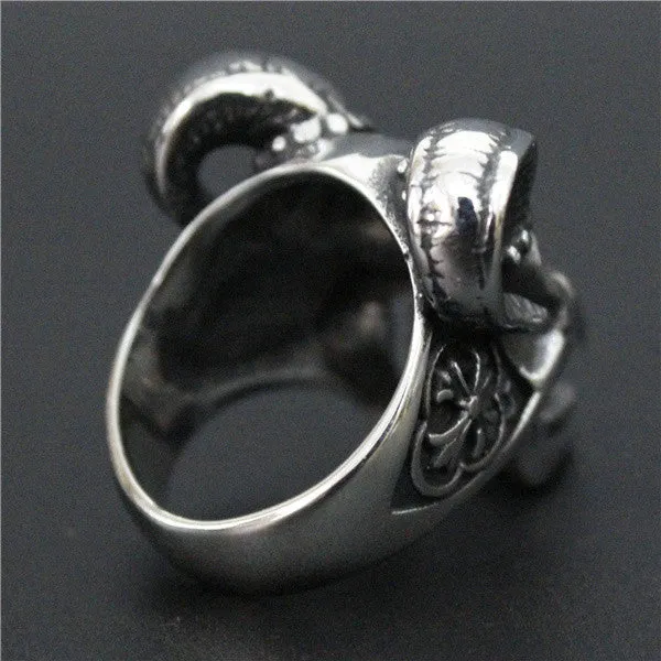 Evil Damn Skull Vampire Goat Ring 316L Stainless Steel Man Boy Band Party Bull Skull Ring