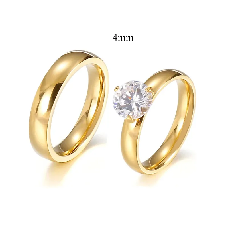 Exclusive 14k Gold Plated CZ Diamond Wedding Rings for Couples