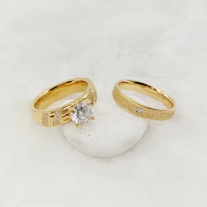 Exclusive 14k Gold Plated CZ Diamond Wedding Rings for Couples