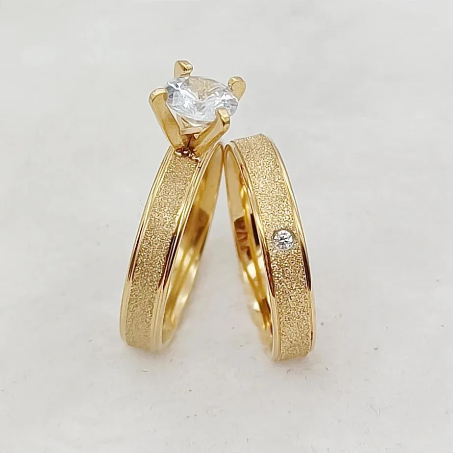 Exclusive 14k Gold Plated CZ Diamond Wedding Rings for Couples