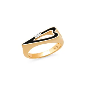 Exclusive MBAB x Helena Rose Enamel Baguette Diamond Heart Stacking Ring