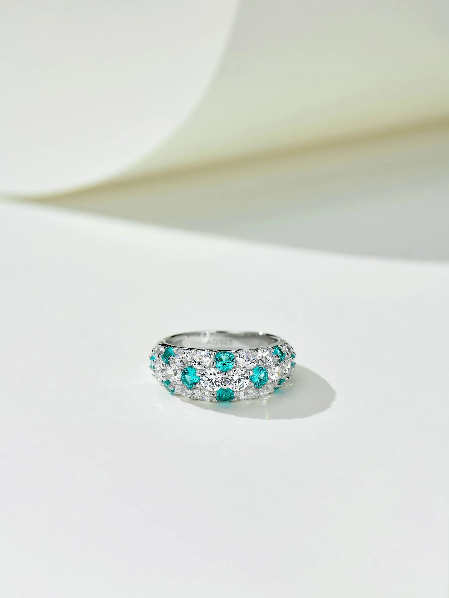 Full Pave Ruby Red Paraiba Blue Ring with Diamond Accents