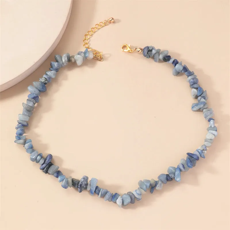 Fun Bohemian Natural Semi-precious Stone Choker Necklaces