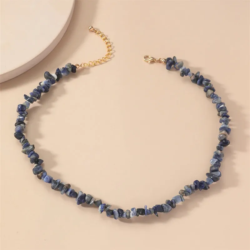 Fun Bohemian Natural Semi-precious Stone Choker Necklaces