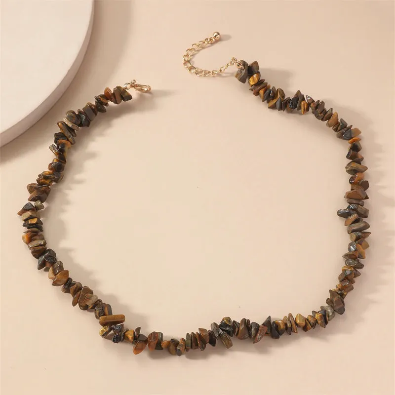 Fun Bohemian Natural Semi-precious Stone Choker Necklaces