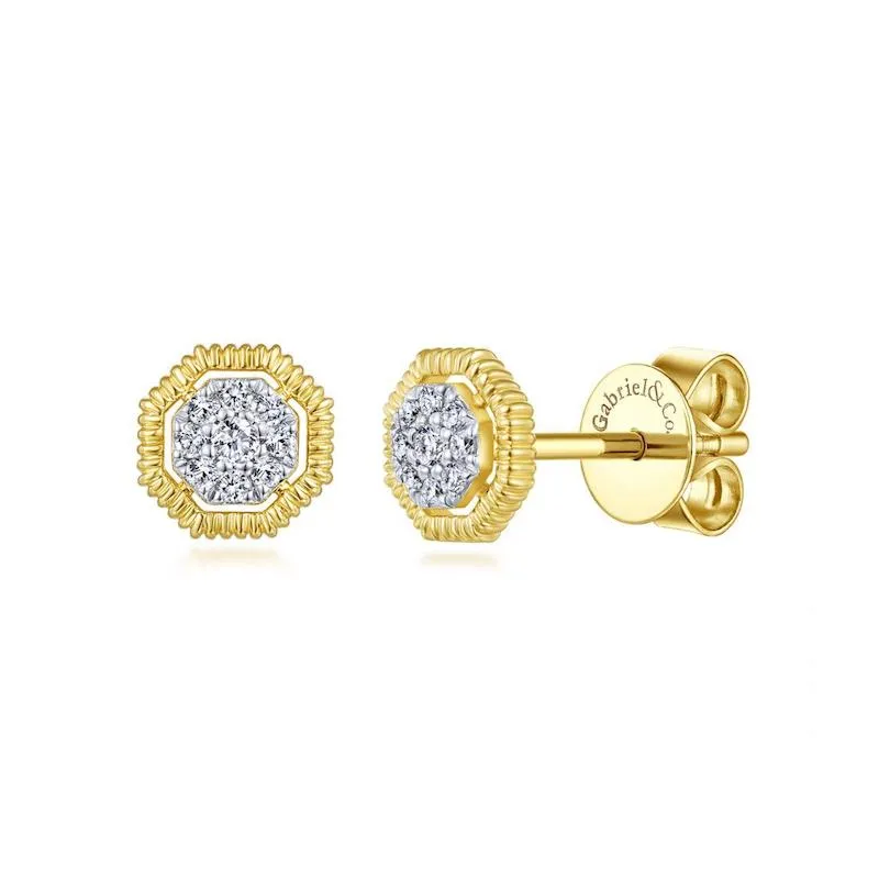 Gabriel & Co. 14k Yellow Gold Contemporary Diamond Stud Earrings