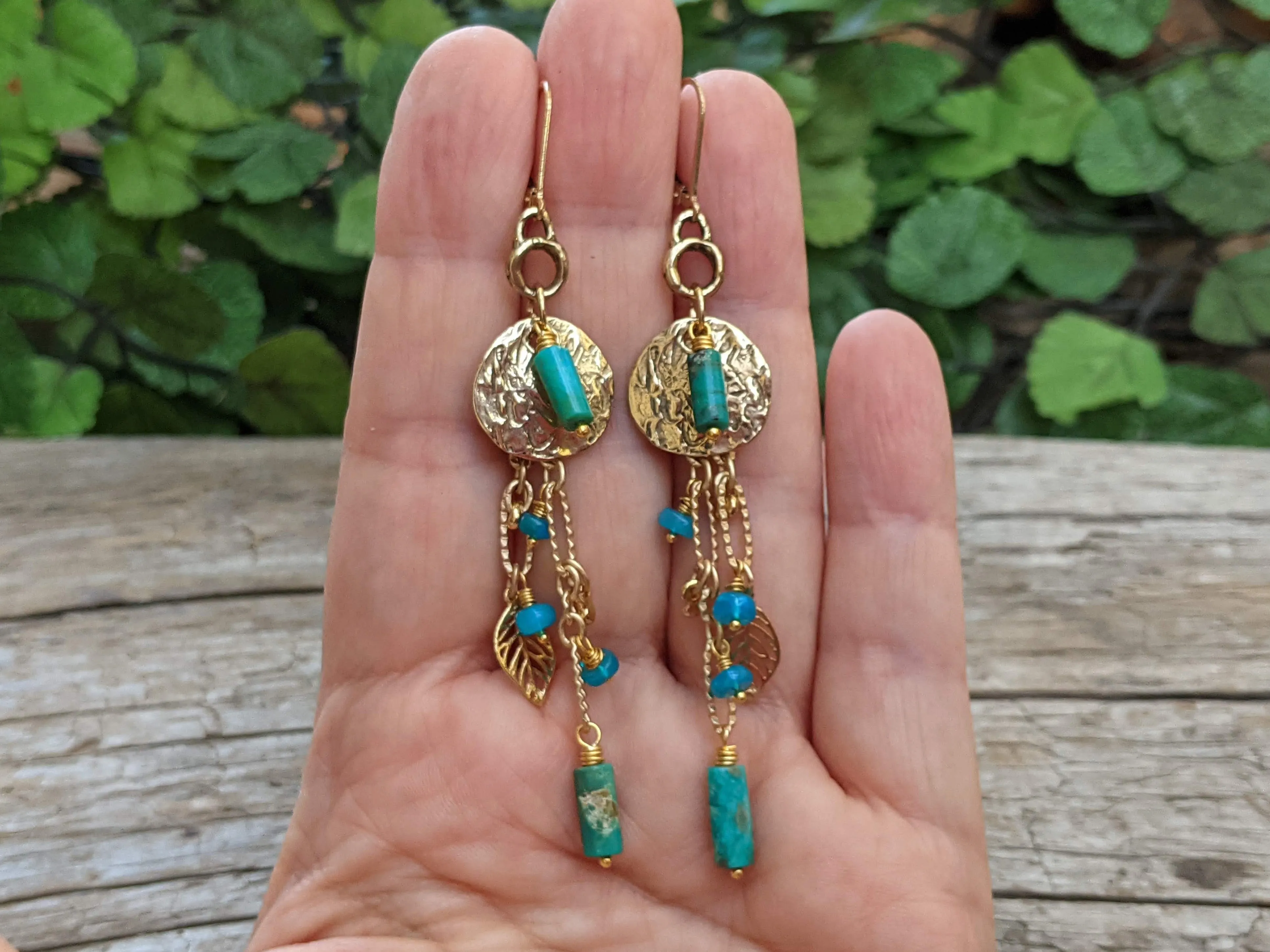 Genuine Turquoise & Paraiba Blue Opal Gemstones Earrings