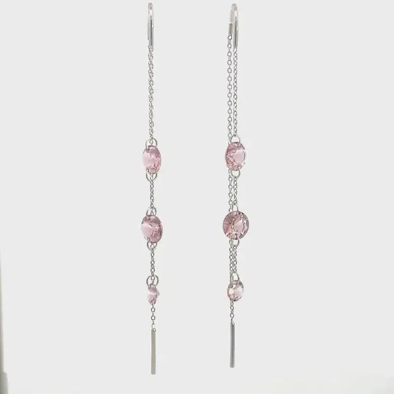 Georgini Mirage Ethereal Morganite Threader Earrings - Silver