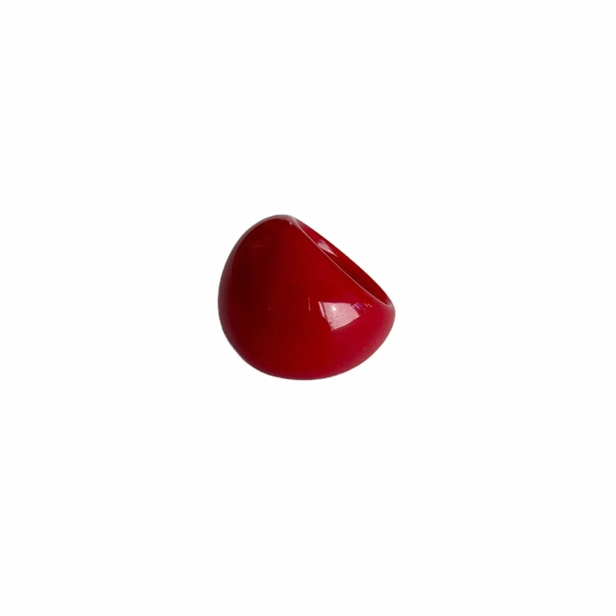 Glossy Red Dome Statement Ring