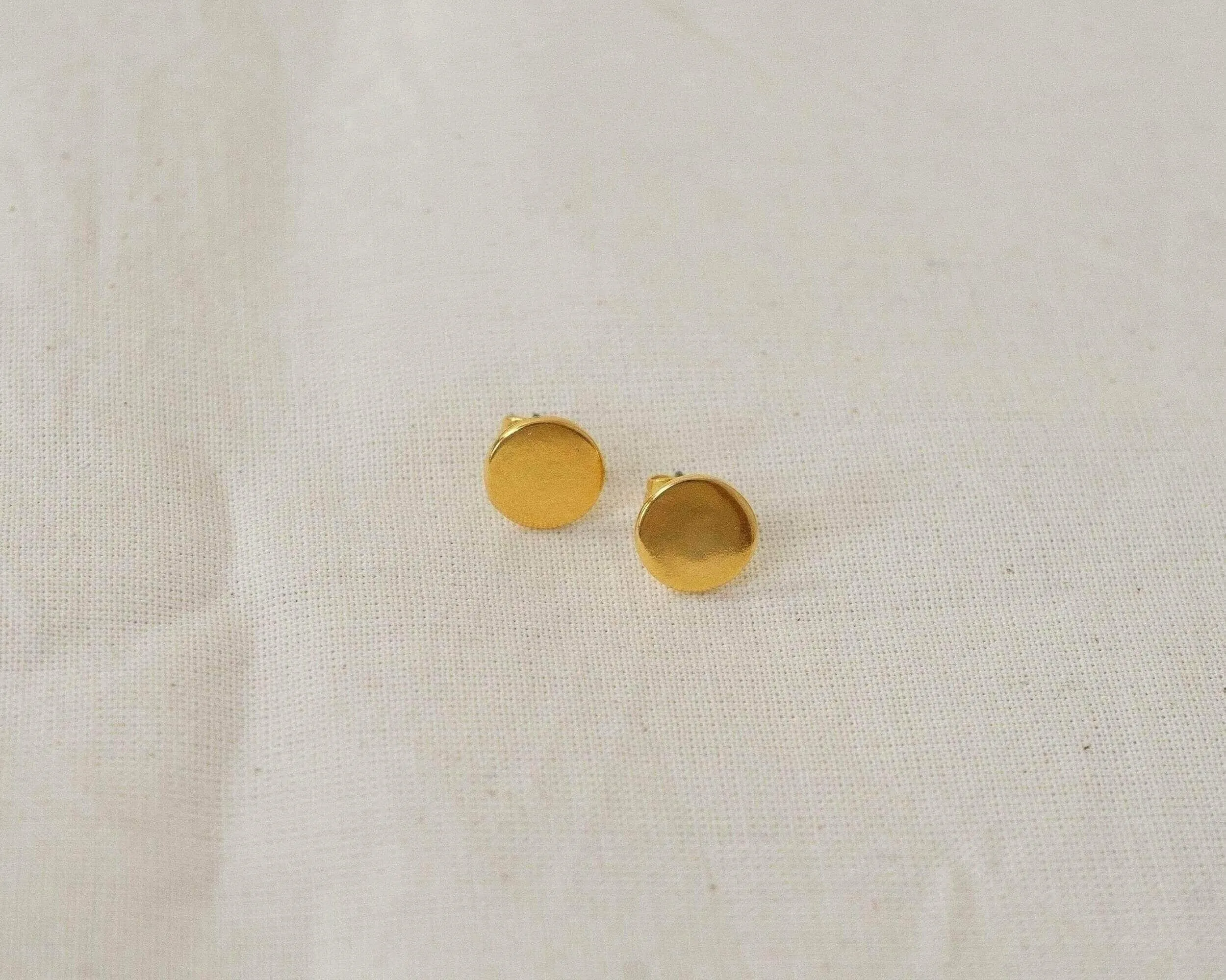 Gold Matte Disc Stud Earrings