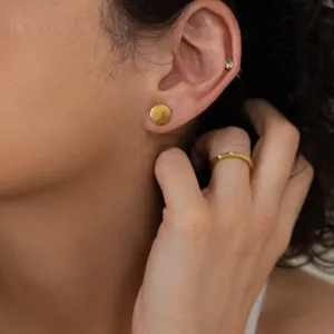 Gold Matte Disc Stud Earrings