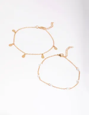 Gold Pearl & Pear Anklet