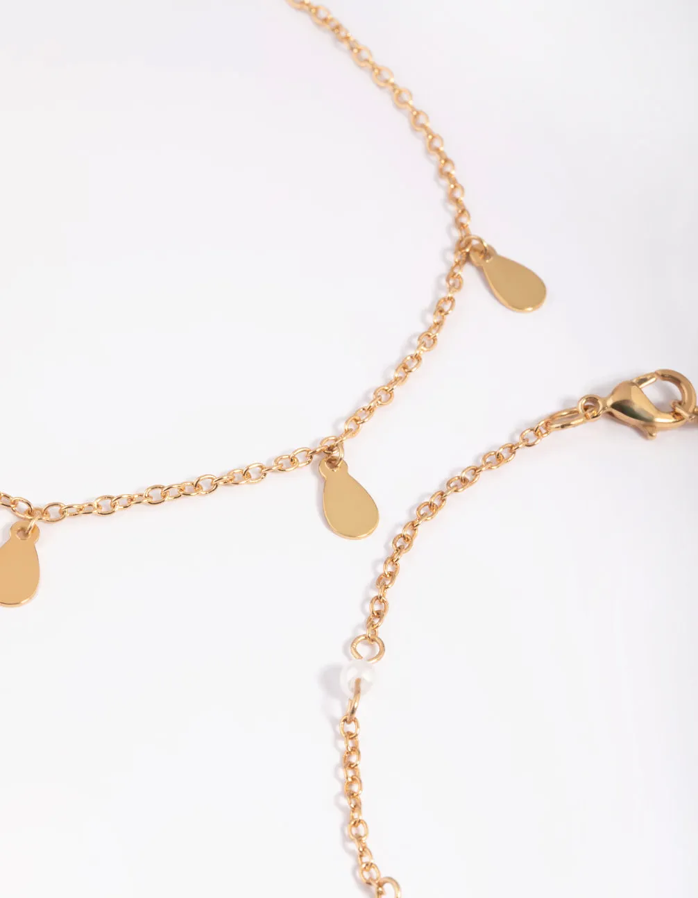 Gold Pearl & Pear Anklet