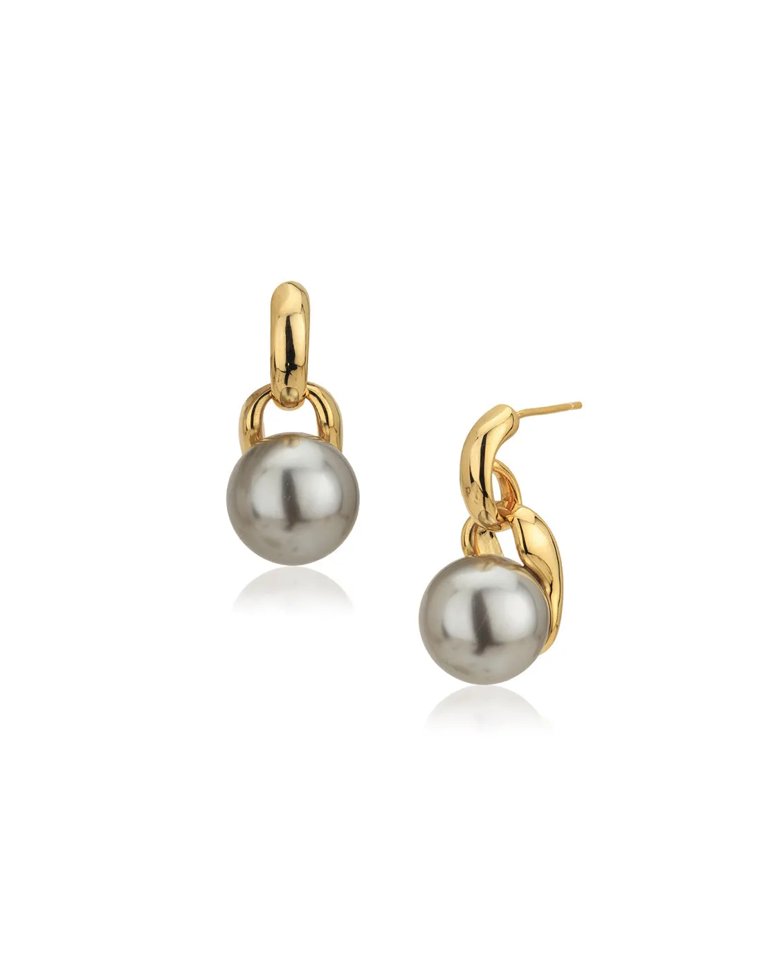 Gold Plated White Pearl Cz Contemporary Stud Earring For Women