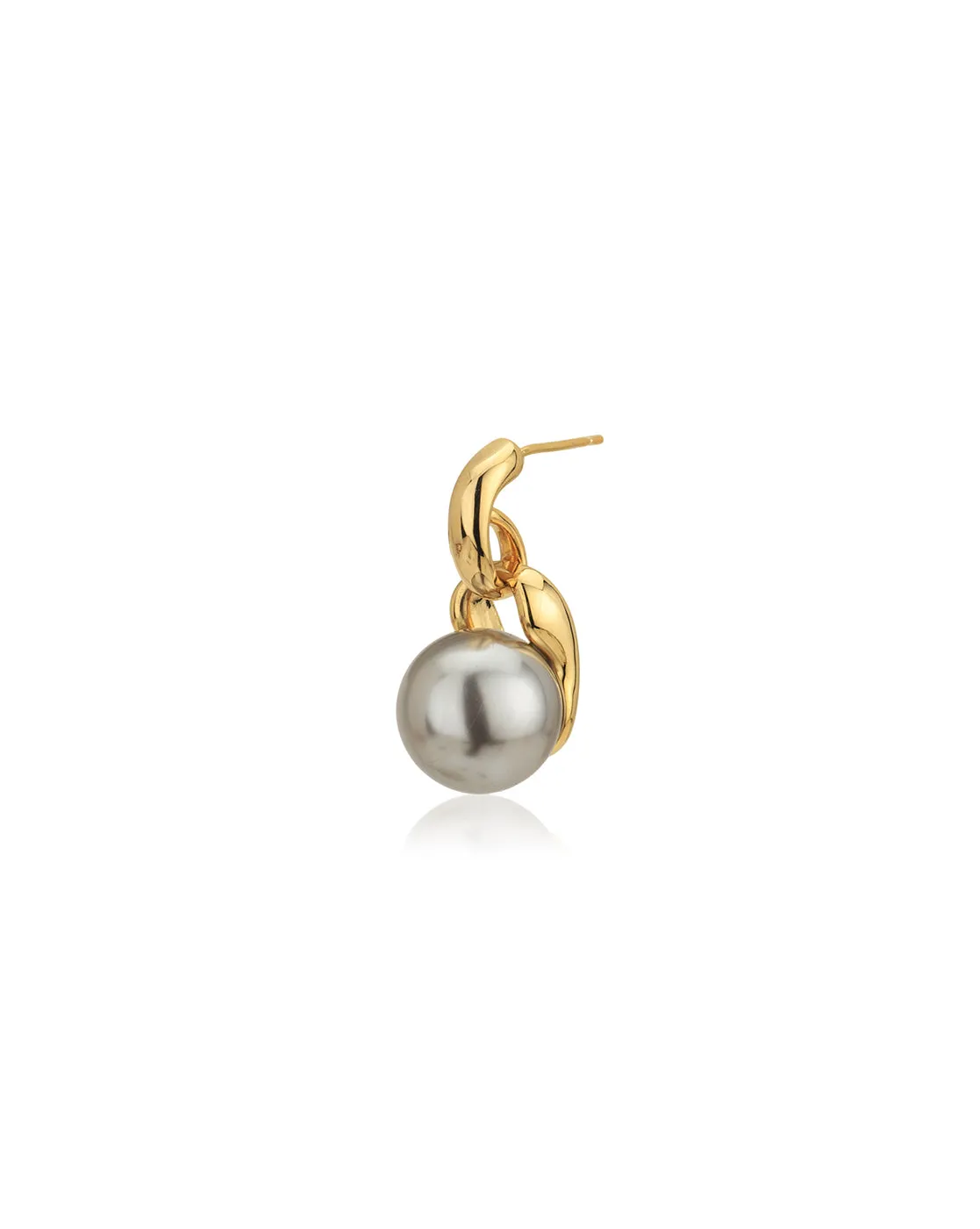 Gold Plated White Pearl Cz Contemporary Stud Earring For Women