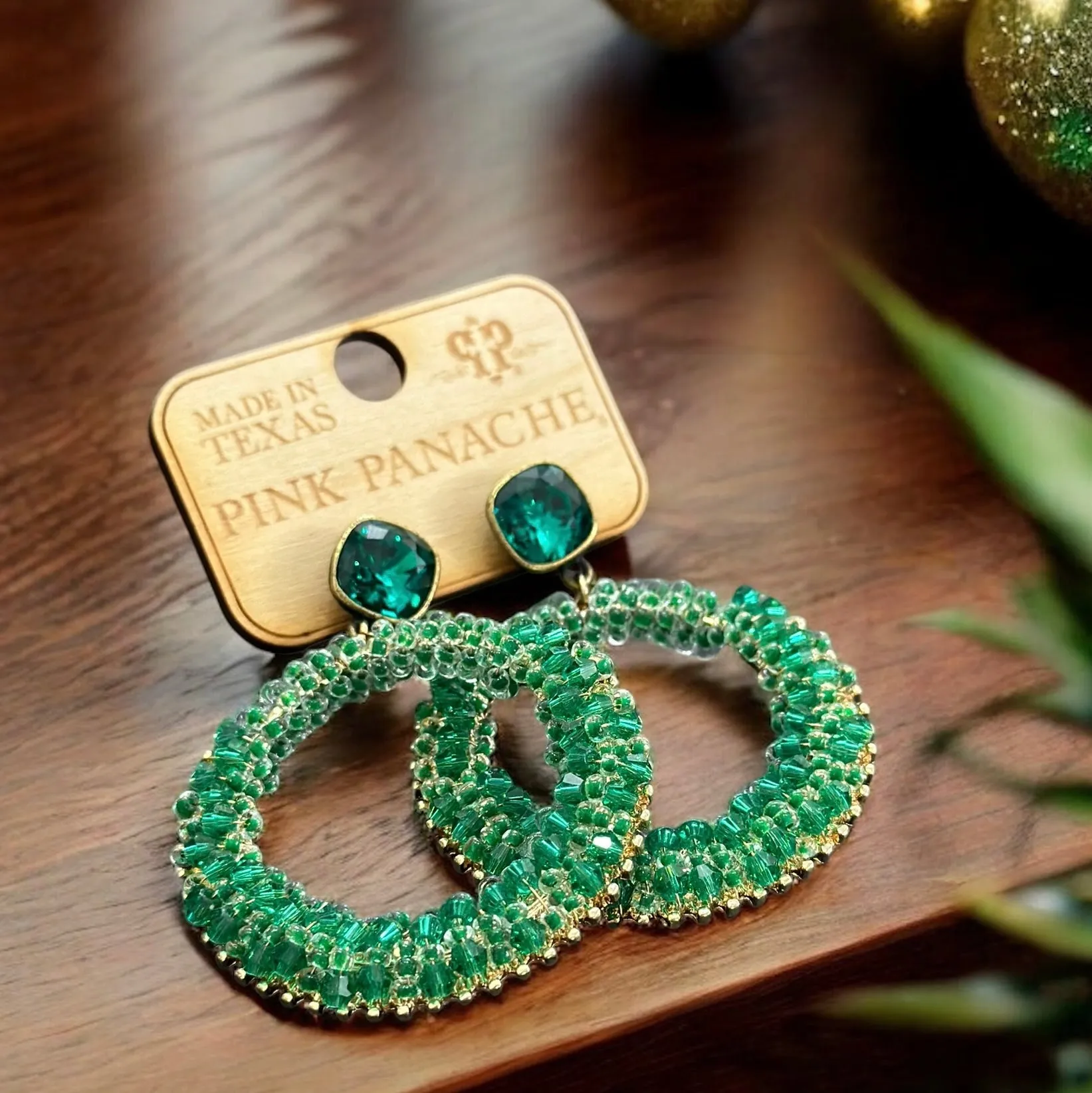 Green Frost Beaded Earrings