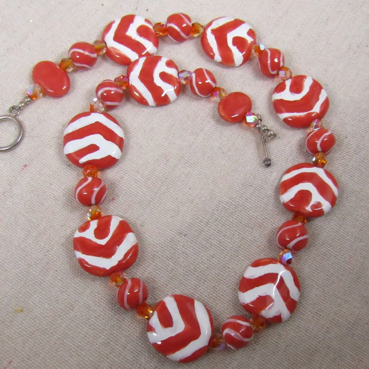 Handmade Kazuri Bead Necklace in Melon - Fair Trade Necklace