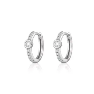 Hannah Martin Sparkling Bezel Large Huggie Earrings - Sterling Silver