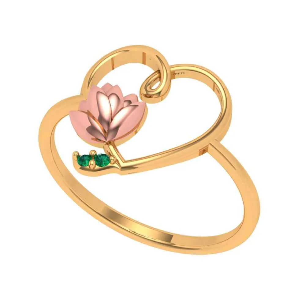 Heart-shaped Lotus Motif Ring