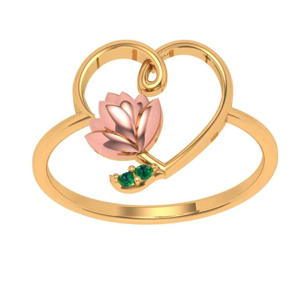 Heart-shaped Lotus Motif Ring