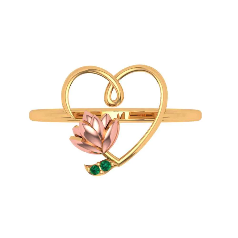 Heart-shaped Lotus Motif Ring