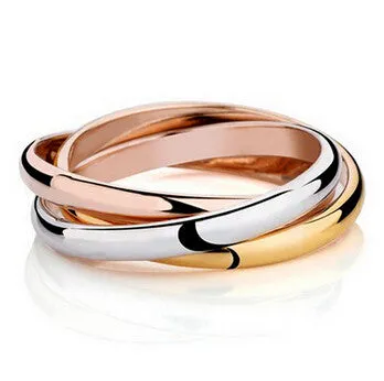 Hot sale Classic Party Finger Ring 3 Rounds 18K Platinum Yellow Gold Plated Fashion Brand Rings For Women and Men Jewelry