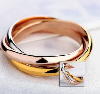 Hot sale Classic Party Finger Ring 3 Rounds 18K Platinum Yellow Gold Plated Fashion Brand Rings For Women and Men Jewelry