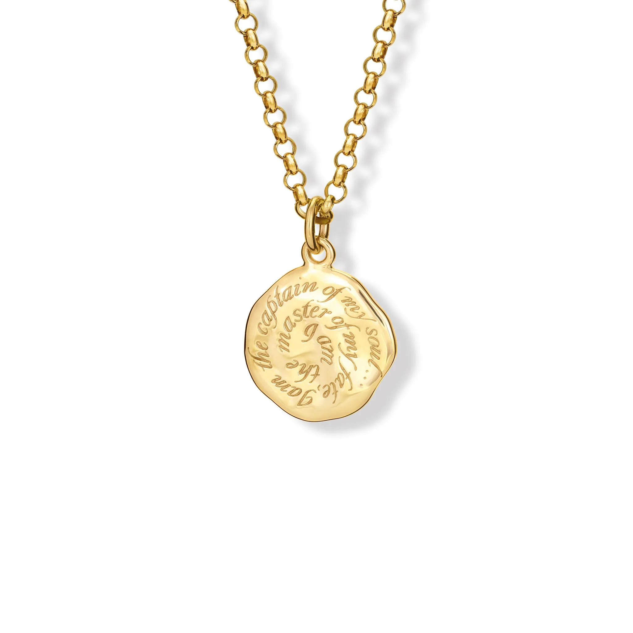 I Am The Master Quote Pendant Yellow Gold